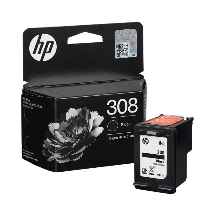 Консуматив HP 308 Black, мастилена касета за DeskJet/Envy, ~160 страници - 1