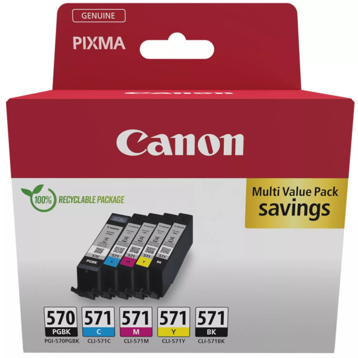 Консуматив Canon PGI-570/CLI-571, Multipack 5 цвята (PGBK/BK/C/M/Y) - 0372C006AA - 1