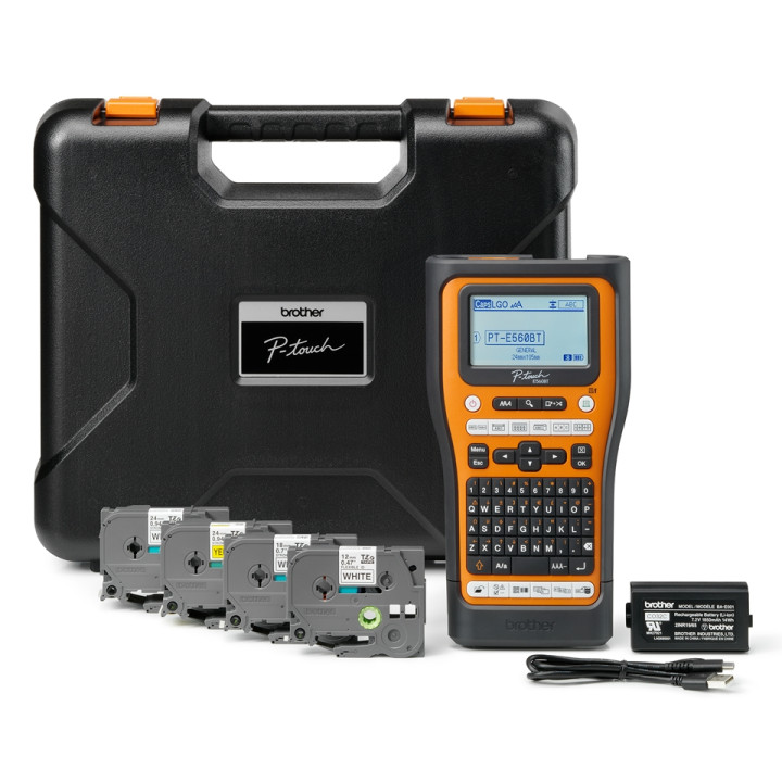 Етикираща система Brother PT-E560BTSP, индустриална, преносима, 24mm лента, Bluetooth, USB, LCD дисплей - PTE560BTSPQL1 - 1