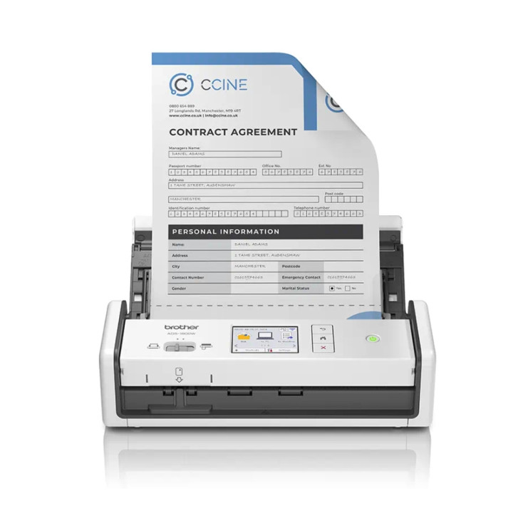 Скенер Brother ADS-1800W, двустранен, 30 ppm, 600x600 dpi, ADF 20 листа, Wi-Fi - ADS1800WTC1 - 1