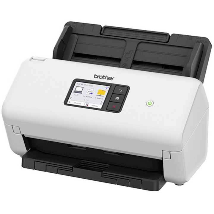 Скенер Brother ADS-4550WTC1, Desktop Document Scanner, Dual CIS, 35 ppm/70 ipm, 600x600 dpi, ADF 60 листа, USB 3.0/LAN/Wi-Fi - A