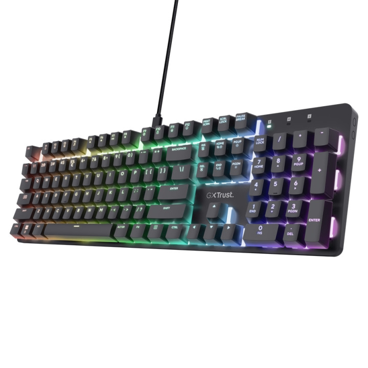 Механична геймърска клавиатура TRUST GXT 871 Zora, RGB подсветка, US Layout - 25510 - 2