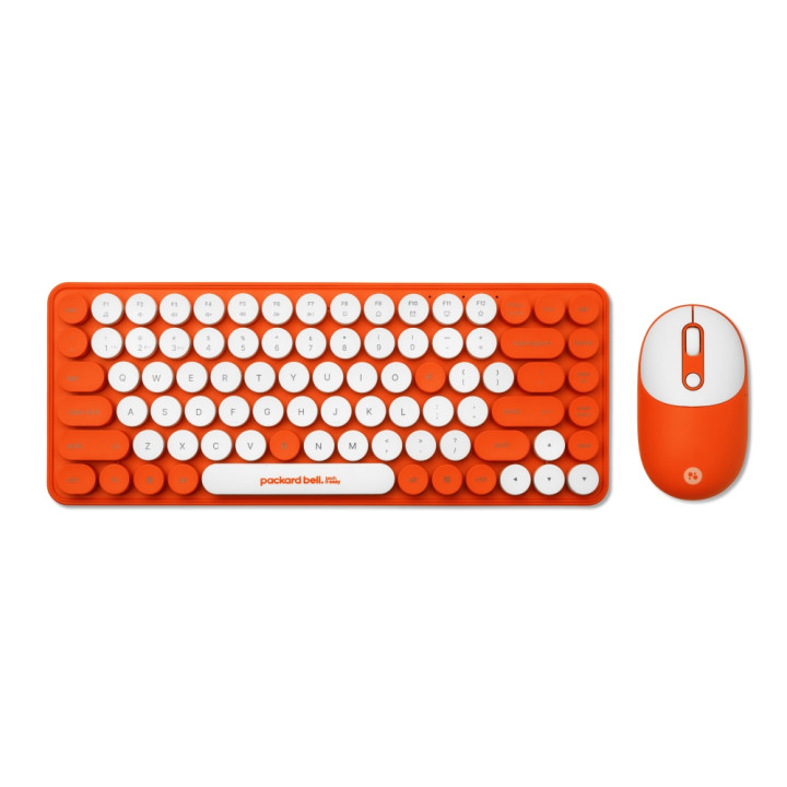Комплект безжична клавиатура и мишка Acer PackardBell The Dot Combo PBA 600, 85 клавиша, 3 бутона, USB-A, оранжев - GP.ACC11.041