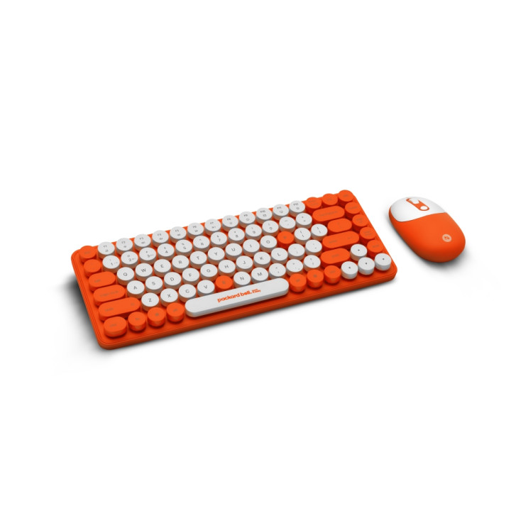 Комплект безжична клавиатура и мишка Acer PackardBell The Dot Combo PBA 600, 85 клавиша, 3 бутона, USB-A, оранжев - GP.ACC11.041
