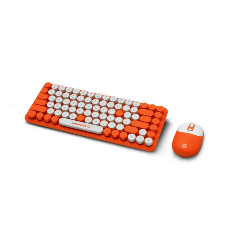 Комплект безжична клавиатура и мишка Acer PackardBell The Dot Combo PBA 600, 85 клавиша, 3 бутона, USB-A, оранжев - GP.ACC11.041