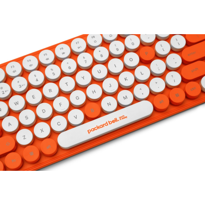 Комплект безжична клавиатура и мишка Acer PackardBell The Dot Combo PBA 600, 85 клавиша, 3 бутона, USB-A, оранжев - GP.ACC11.041