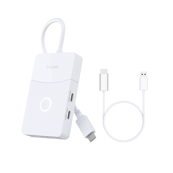 USB хъб D-Link 5-в-1 USB-C с безжичен HDMI, 2x USB-C 3.0, 1x USB-A 3.0, HDMI 2.0 4K@60Hz, PD 85W - DUP-501 - 2