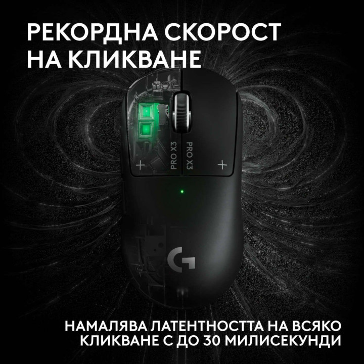 Безжична геймърска мишка Logitech G Pro X3 Superstrike, 48000 DPI, HERO 2, Черна - 910-007878 - 5