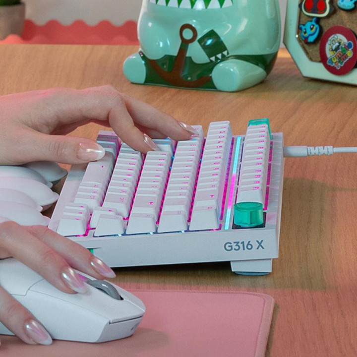 Механична геймърска клавиатура Logitech G316 X 75, Hot-Swappable Tactile Switch, RGB подсветка, Бял - 920-014319 - 3