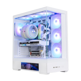 Кутия за компютър Zalman P40 DS, ATX Mid Tower, 9.1" LCD дисплей, 4x120mm ARGB вентилатора, бяла - P40 DS WHITE - 1