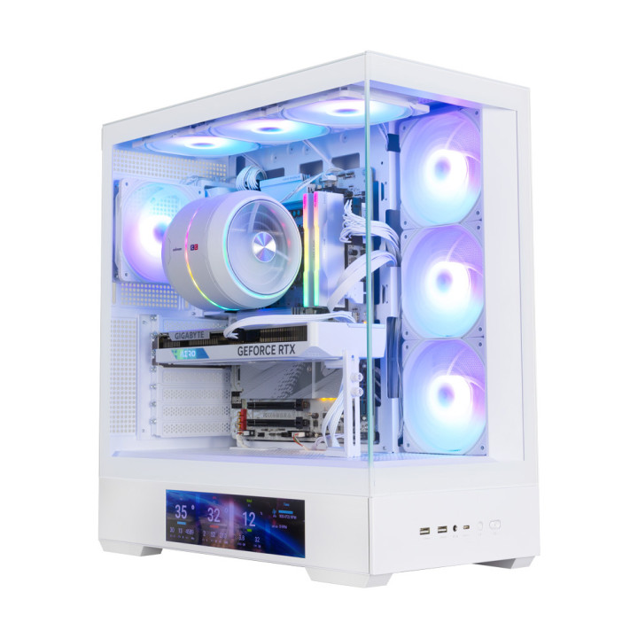 Кутия за компютър Zalman P40 DS, ATX Mid Tower, 9.1" LCD дисплей, 4x120mm ARGB вентилатора, бяла - P40 DS WHITE - 1
