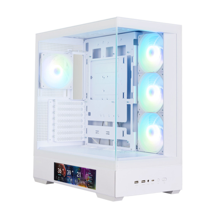 Кутия за компютър Zalman P40 DS, ATX Mid Tower, 9.1" LCD дисплей, 4x120mm ARGB вентилатора, бяла - P40 DS WHITE - 2