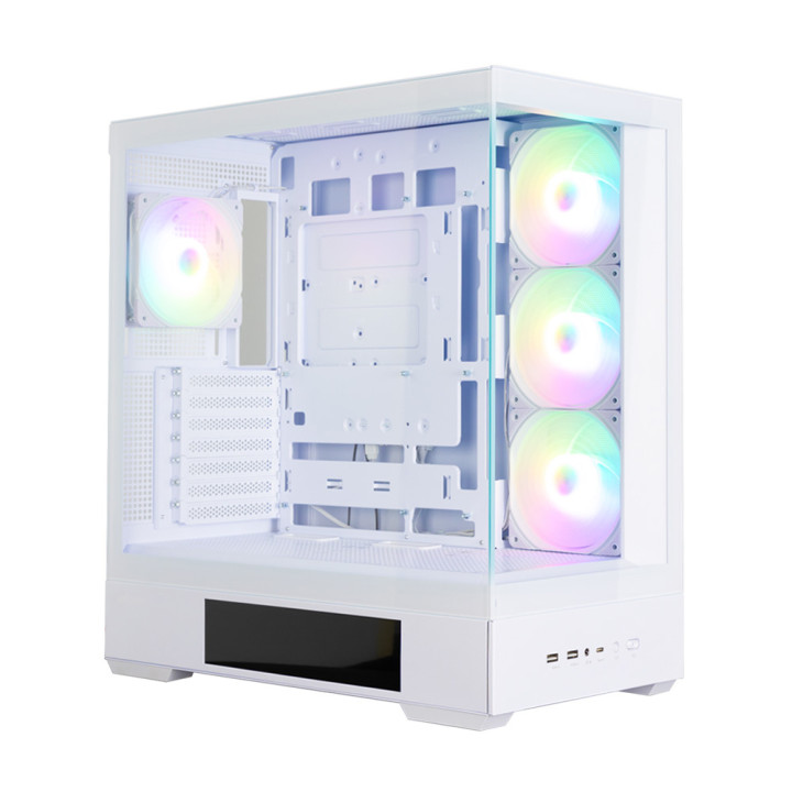 Кутия за компютър Zalman P40 DS, ATX Mid Tower, 9.1" LCD дисплей, 4x120mm ARGB вентилатора, бяла - P40 DS WHITE - 4