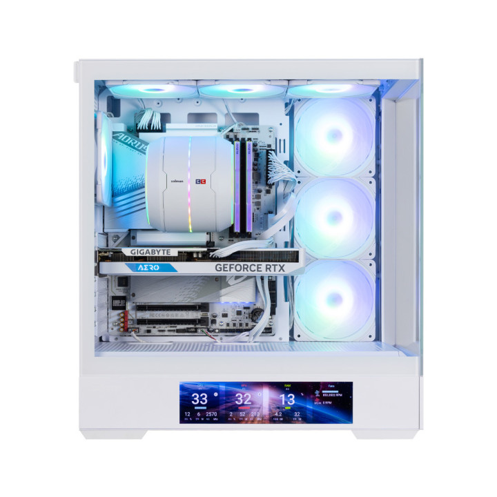 Кутия за компютър Zalman P40 DS, ATX Mid Tower, 9.1" LCD дисплей, 4x120mm ARGB вентилатора, бяла - P40 DS WHITE - 6
