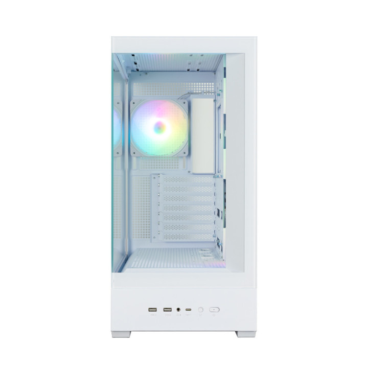 Кутия за компютър Zalman P40 DS, ATX Mid Tower, 9.1" LCD дисплей, 4x120mm ARGB вентилатора, бяла - P40 DS WHITE - 9