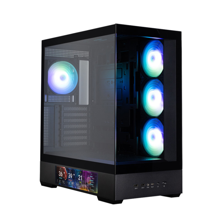 Кутия за компютър Zalman P40 DS, ATX Mid Tower, 9.1" LCD дисплей, 4x120mm ARGB вентилатори, Tempered Glass - P40 DS BLACK - 2