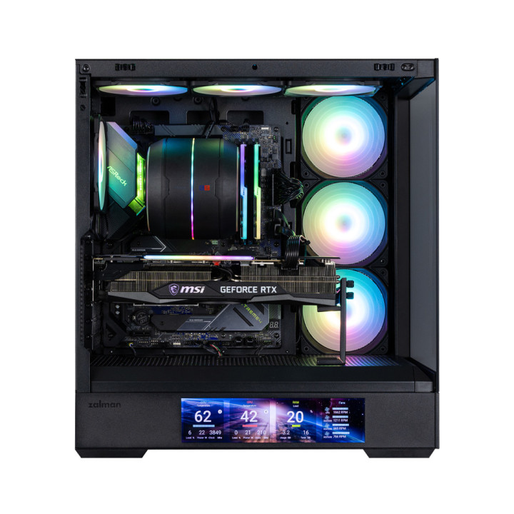 Кутия за компютър Zalman P40 DS, ATX Mid Tower, 9.1" LCD дисплей, 4x120mm ARGB вентилатори, Tempered Glass - P40 DS BLACK - 5