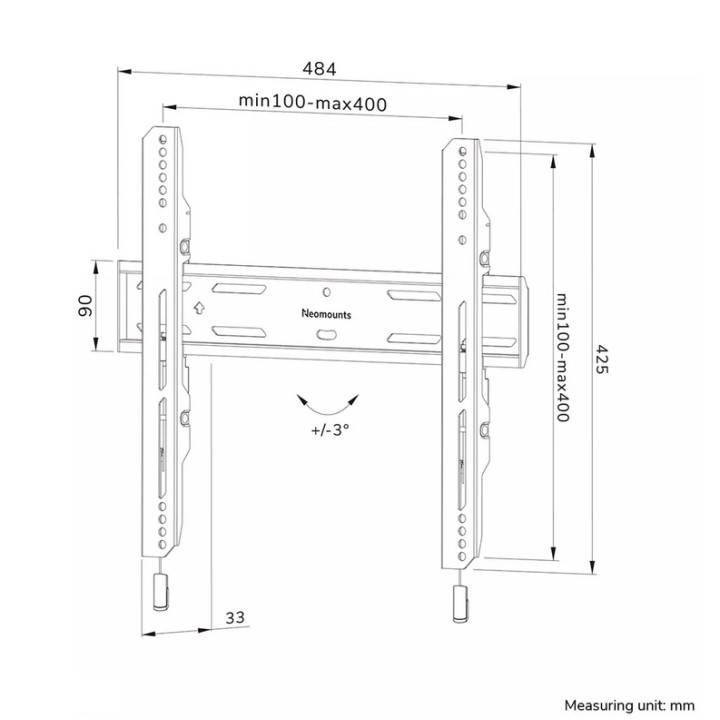 Стойка за монитор/телевизор Neomounts Level-850, 40-75", фиксирана, VESA 400x400, 50kg - WL30S-850BL14 - 14