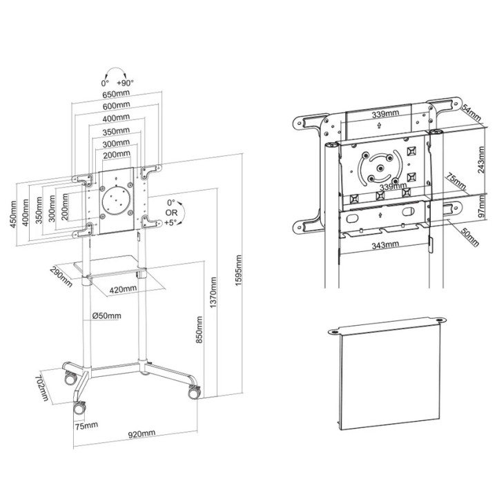 Стойка за монитор Neomounts NS-M1250WHITE, 37-70", VESA 600x400, до 70kg, бяла - 15