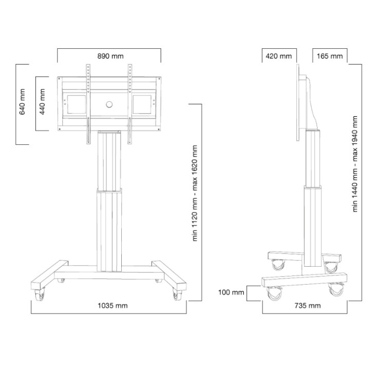 Стойка Neomounts PLASMA-M2500BLACK, моторизирана подвижна, 42"-100", VESA 200x200-800x600, до 150kg - 6