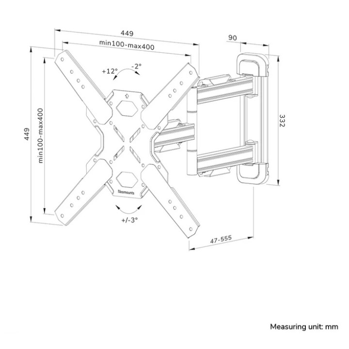Стойка за монитор Neomounts Level-850, VESA 400x400, 32-65", до 40kg - WL40S-850BL14 - 15