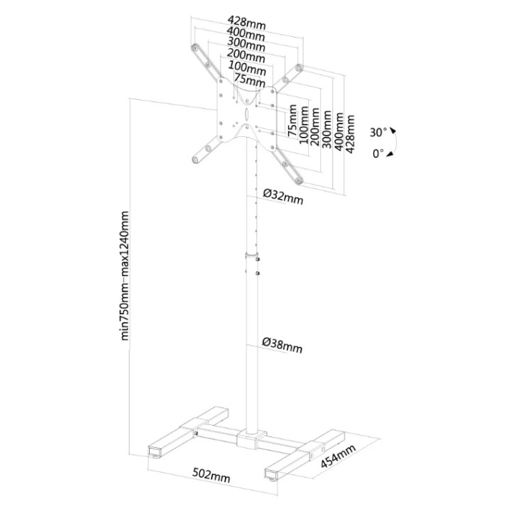 Стойка за монитор Neomounts NS-FS100BLACK, 10-55", VESA 400x400, 75-124cm височина - NS-FS100BLACK - 3