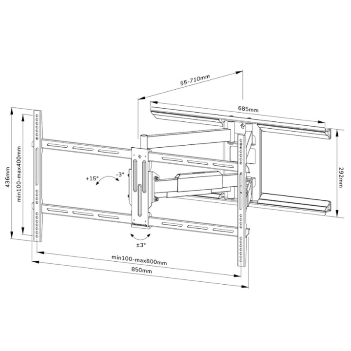 Стойка за монитор Neomounts WL40-550BL18, 43"-75", VESA 800x400, до 45kg, наклон/въртене - WL40-550BL18 - 8