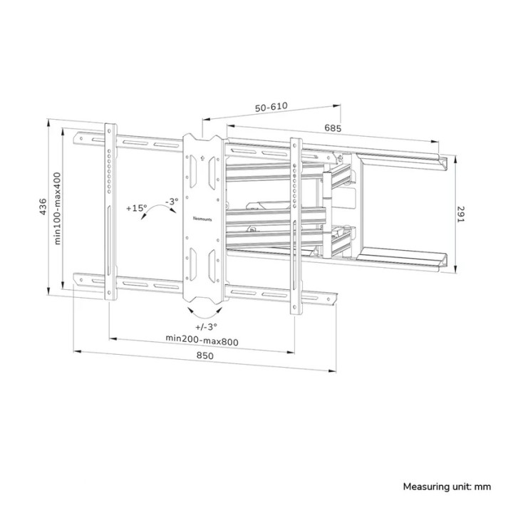 Стойка за монитор Neomounts Level-850, 43"-86", VESA 800x400, до 60kg - WL40S-850BL18 - 15
