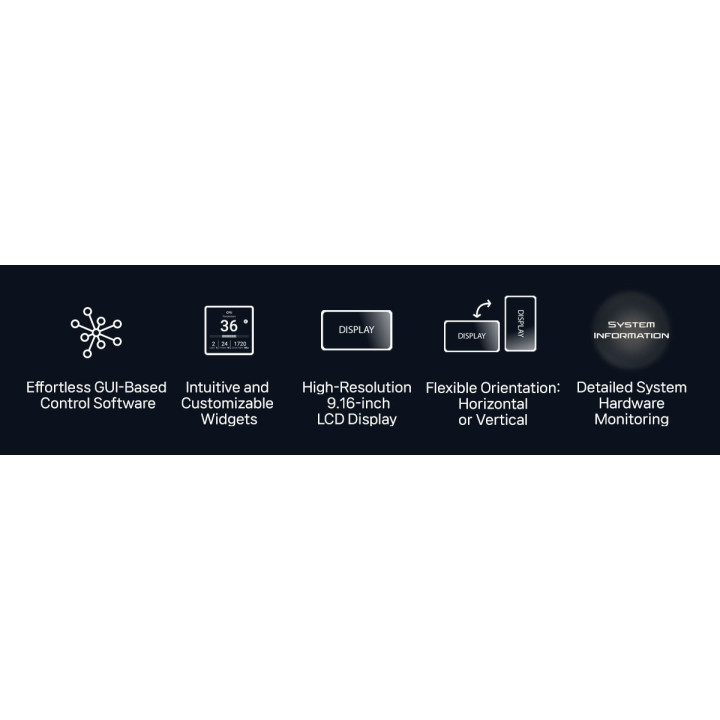 9.16" IPS LCD дисплей за системен мониторинг Zalman ZM-MF916, 1920x462 60Hz, USB 9-Pin - ZM-MF916 BLACK - 5