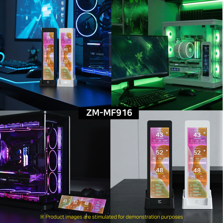 9.16" IPS LCD дисплей за системен мониторинг Zalman ZM-MF916, 1920x462 60Hz, USB 9-Pin - ZM-MF916 BLACK - 6