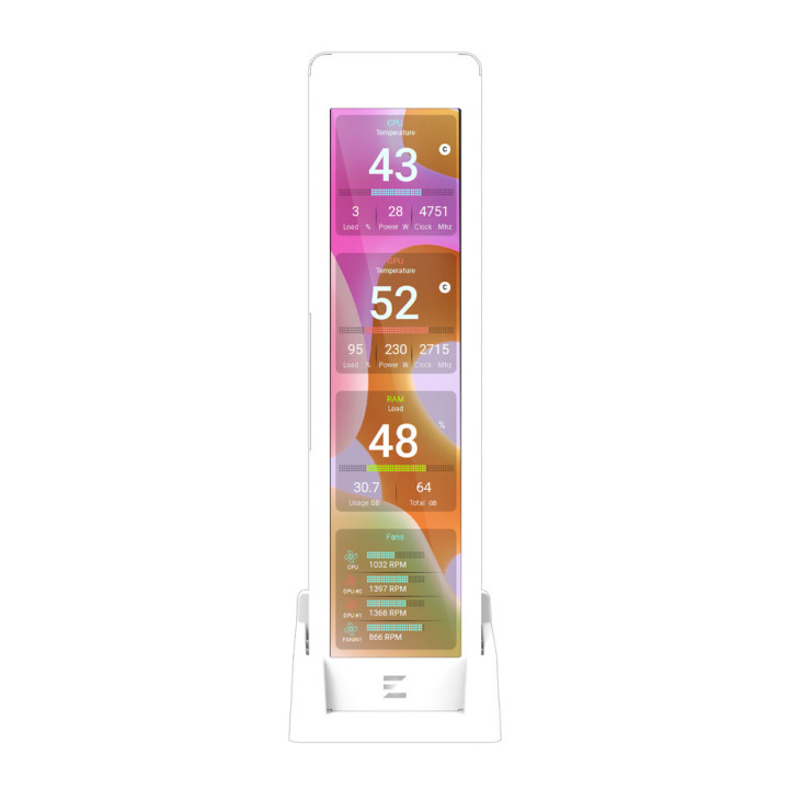 9.16" IPS дисплей за системен мониторинг Zalman ZM-MF916, 1920×462 60Hz, USB 9-Pin - ZM-MF916 WHITE - 1