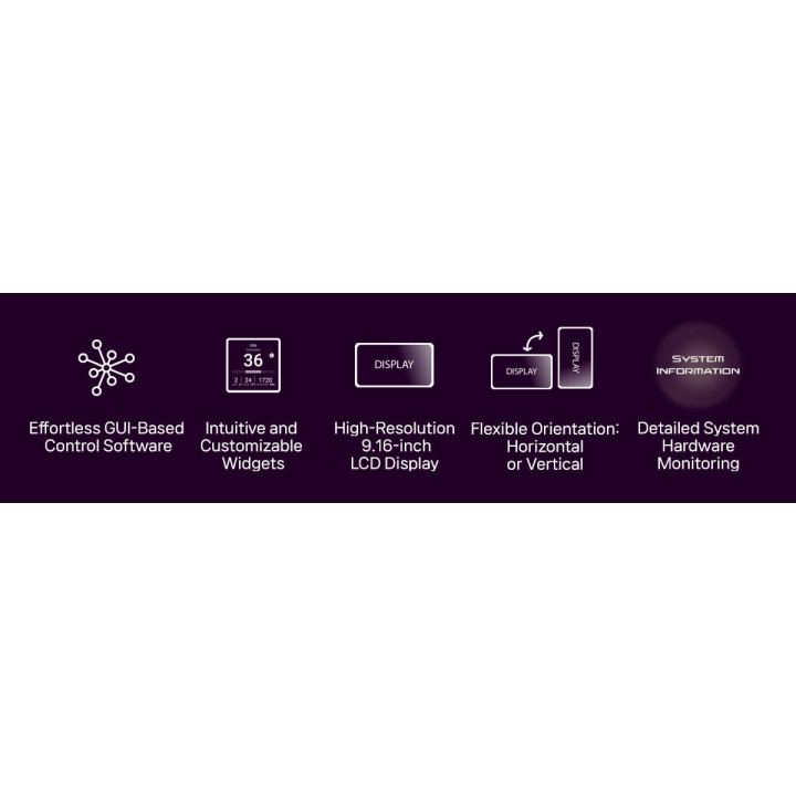 9.16" IPS дисплей за системен мониторинг Zalman ZM-MF916, 1920×462 60Hz, USB 9-Pin - ZM-MF916 WHITE - 4
