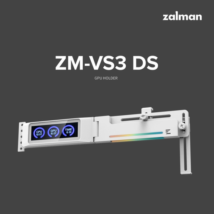 Стойка за видео карта с дисплей ZALMAN ZM-V3S DS, ARGB подсветка - ZM-V3S DS WHITE - 2