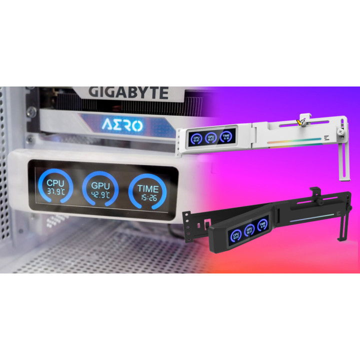 Стойка за видео карта с дисплей ZALMAN ZM-V3S DS, ARGB подсветка - ZM-V3S DS WHITE - 3