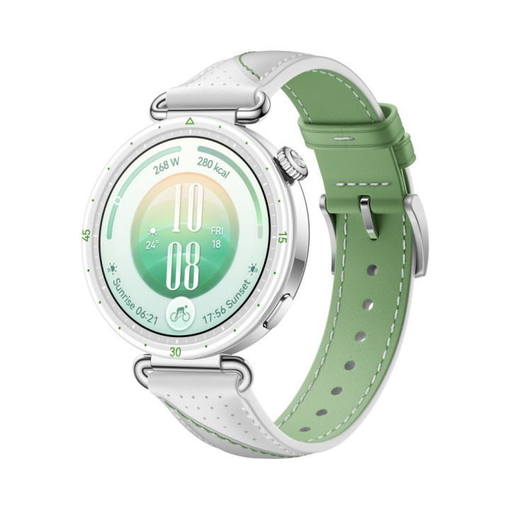 Смарт часовник Huawei Watch GT 7, 1.32" AMOLED 466x466, HarmonyOS 6.1, Bluetooth 6.0, IP69, 540mAh, White/Green Composite Leathe