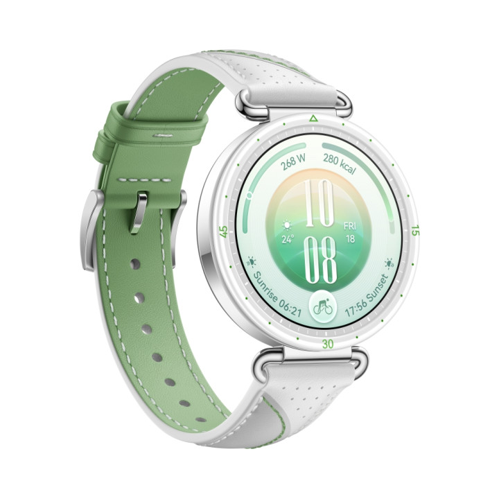 Смарт часовник Huawei Watch GT 7, 1.32" AMOLED 466x466, HarmonyOS 6.1, Bluetooth 6.0, IP69, 540mAh, White/Green Composite Leathe