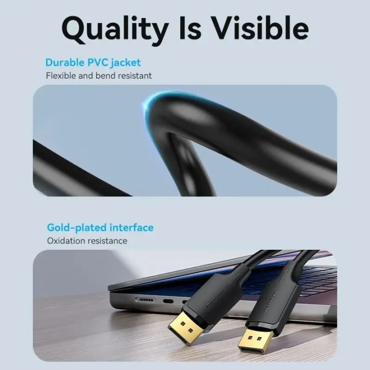 Кабел Vention DisplayPort (M) към DisplayPort (M), 1.5m, 4K@60Hz, позлатени конектори - HAKBG - 10