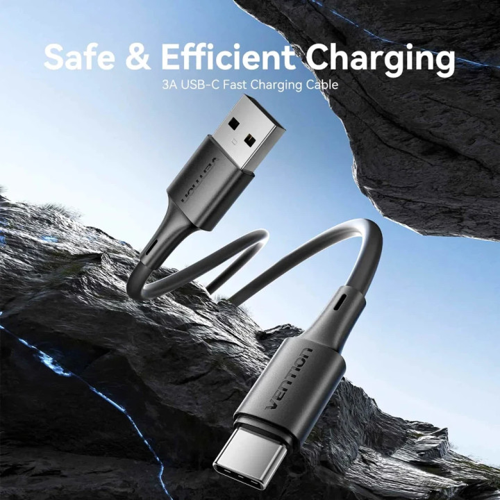 Кабел Vention USB 2.0 Type A (М) към USB-C (М), 0.25m, 480Mb/s, 3A - TRQBAC - 2