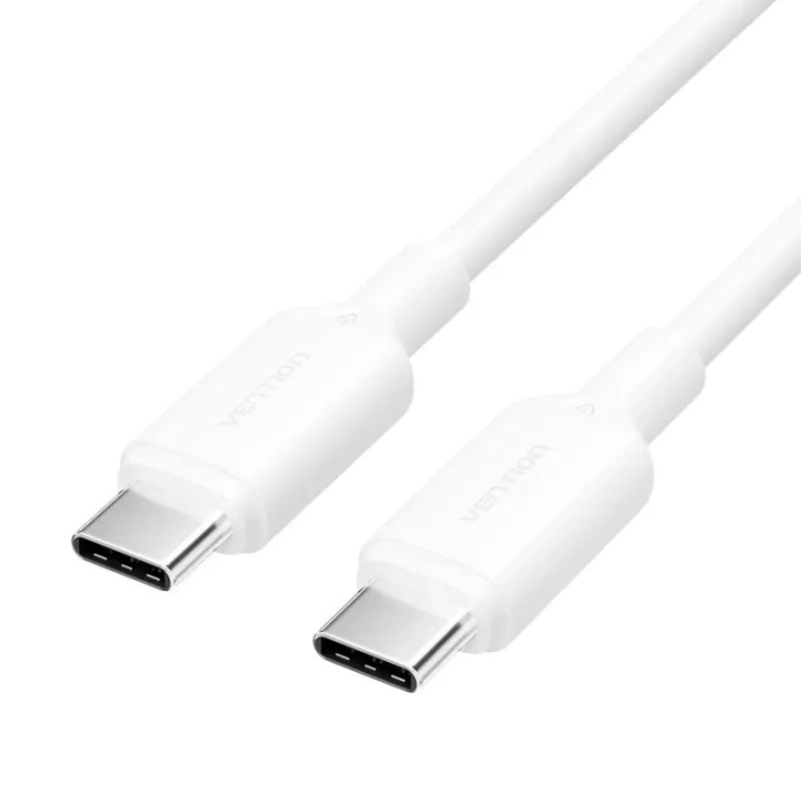 Кабел Vention USB 2.0 Type-C (м) към USB Type-C (м), 1.0m, 480Mb/s, PD 60W, бял - TRCWF - 1