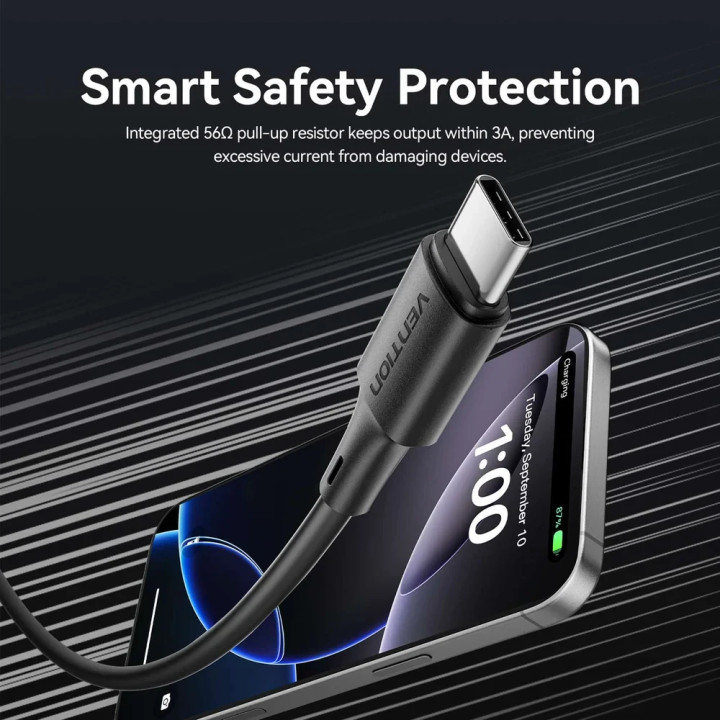 Кабел Vention USB 2.0 Type A (М) към USB-C (М), 0.25m, 480Mb/s, 3A - TRQBAC - 6