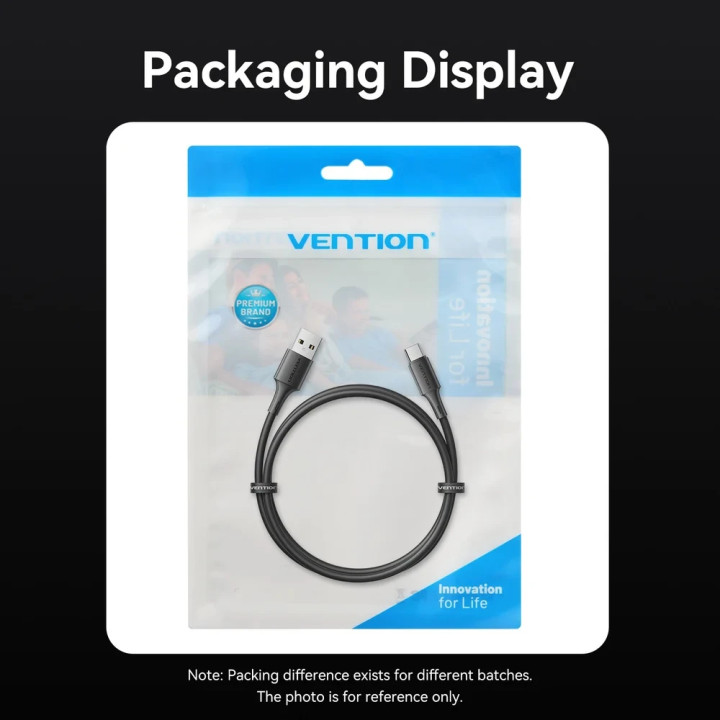 Кабел Vention USB 2.0 Type A (М) към USB-C (М), 0.25m, 480Mb/s, 3A - TRQBAC - 15