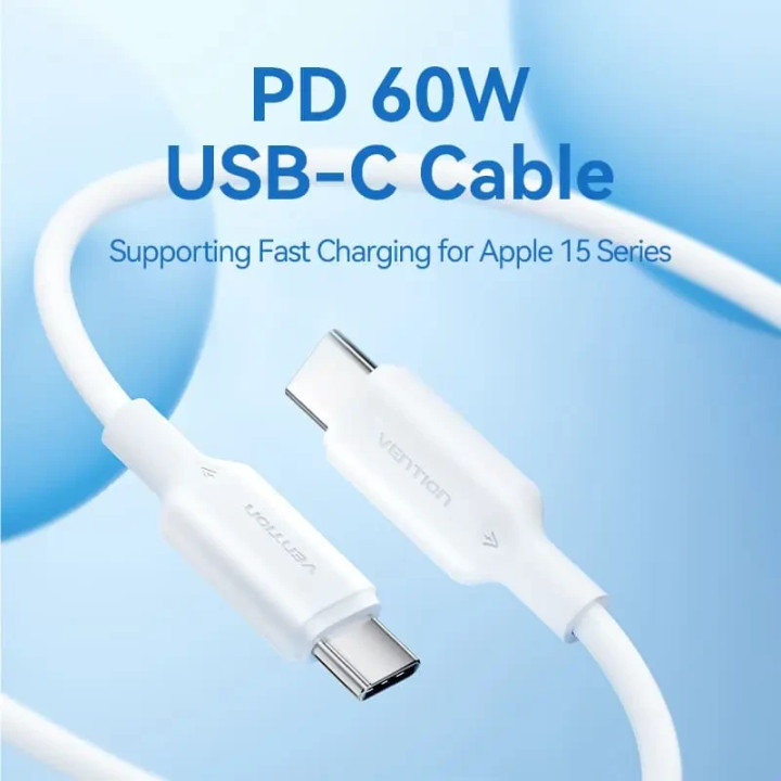 Кабел Vention USB 2.0 Type-C/Type-C, 1.0m, 480Mb/s, PD 60W - TRCBF - 2