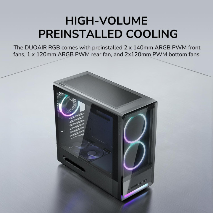 Кутия за компютър COUGAR GAMING DUOAIR RGB, Mid Tower, черна - CGR-27A80B-RGB - 4