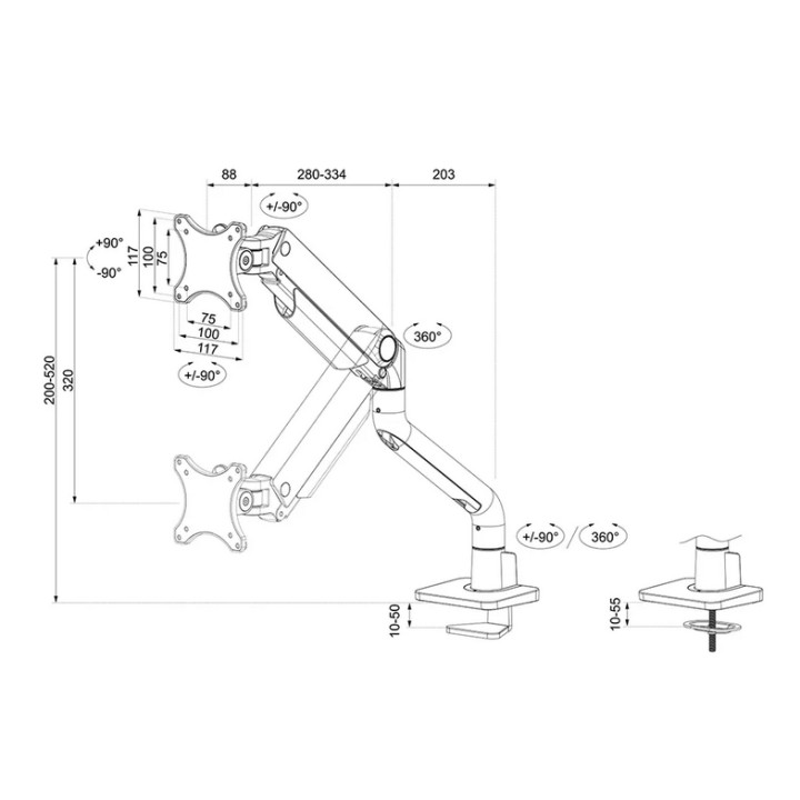 Стойка за монитор Neomounts Next One DS70S-950BL1, 17"-49", VESA 100x100, газов механизъм - 18