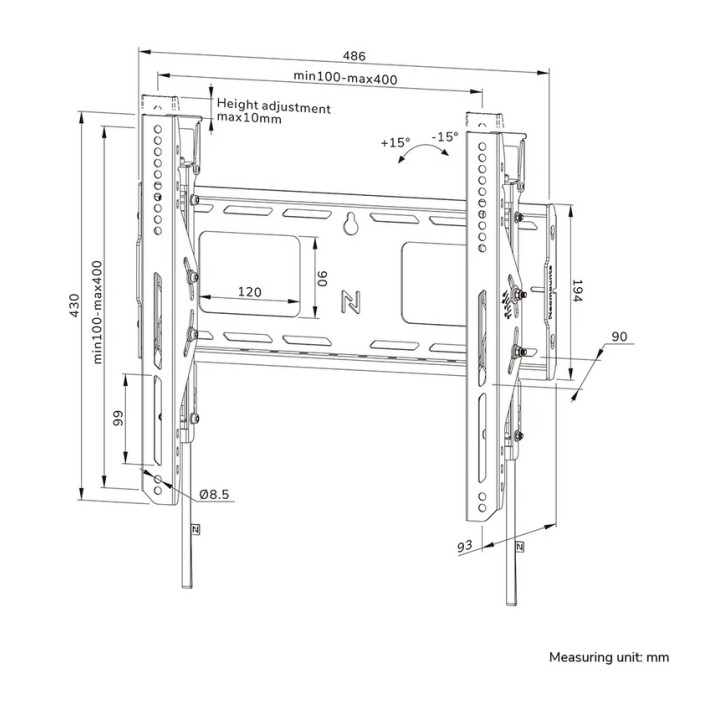 Стойка за монитор/телевизор Neomounts Level-750, 42-75", макс. 100kg, наклон, заключване - WL35-750BL14 - 17