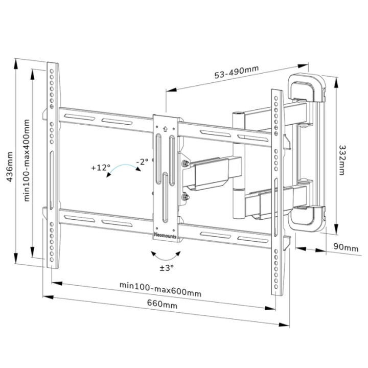 Стойка за монитор Neomounts WL40-550BL16, 40"-65", VESA 600x400, до 40kg - 8