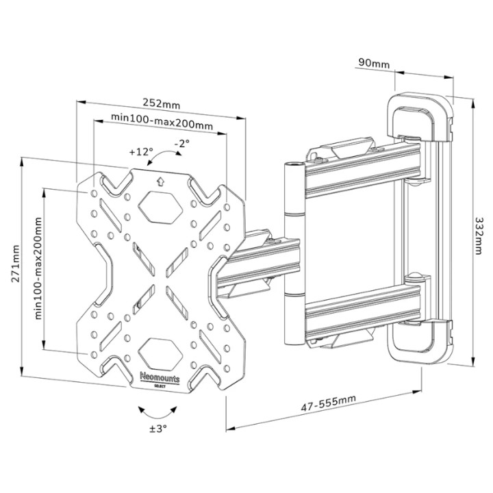 Стойка за монитор Neomounts Select WL40S-850BL12, 32-55", VESA 200x200, до 40kg - 10
