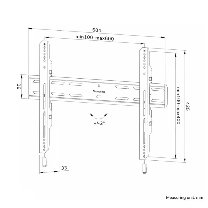 Стойка за TV Neomounts Level-850, 42-86", фиксирана, заключваща се - WL30S-850BL16 - 14
