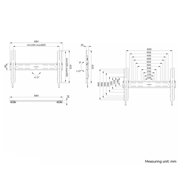 Стойка за монитор/телевизор Neomounts Level-850, 42-86", VESA 600x400, наклон 12°, 60kg - WL35S-850BL16 - 15