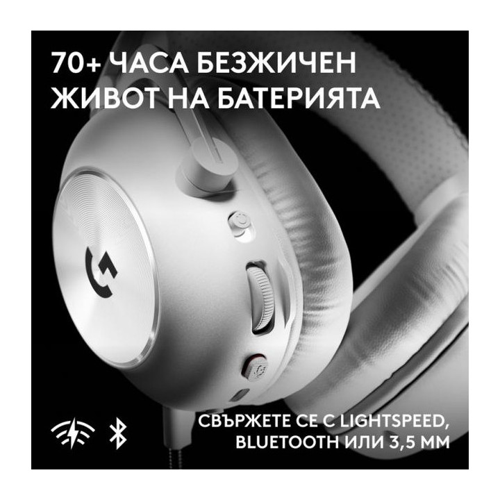 Безжични геймърски слушалки Logitech PRO X3 Lightspeed, Бели - 981-001748 - 5